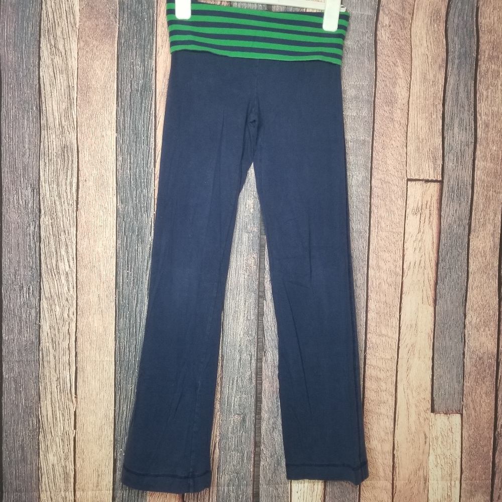 Blue And Green Fold Over Waistband Sweat Pants